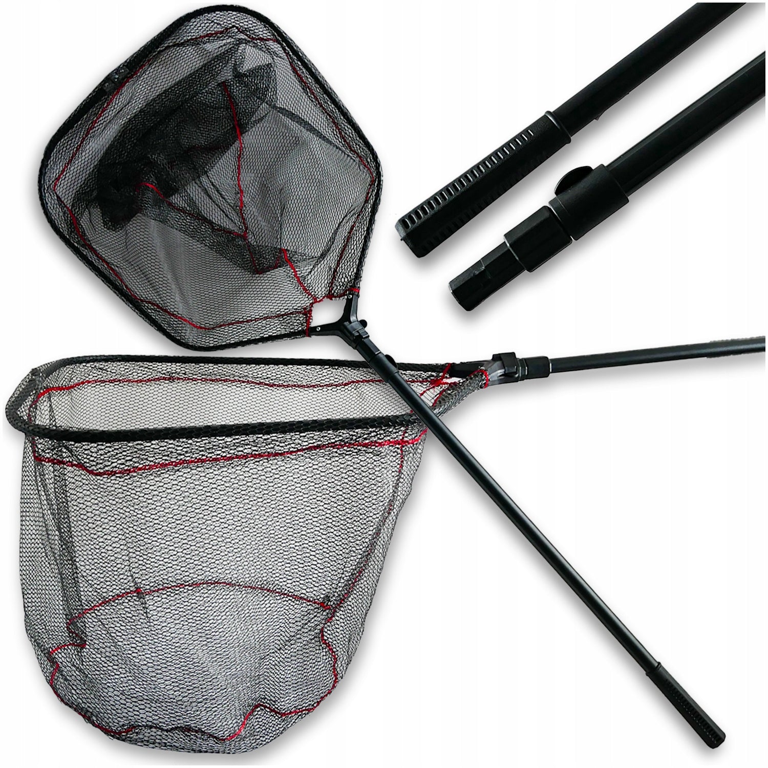 FISHING LANDING NET RUBBERIZED TELESCOPE LARGE STRONG SOLID QUICK-DRYING