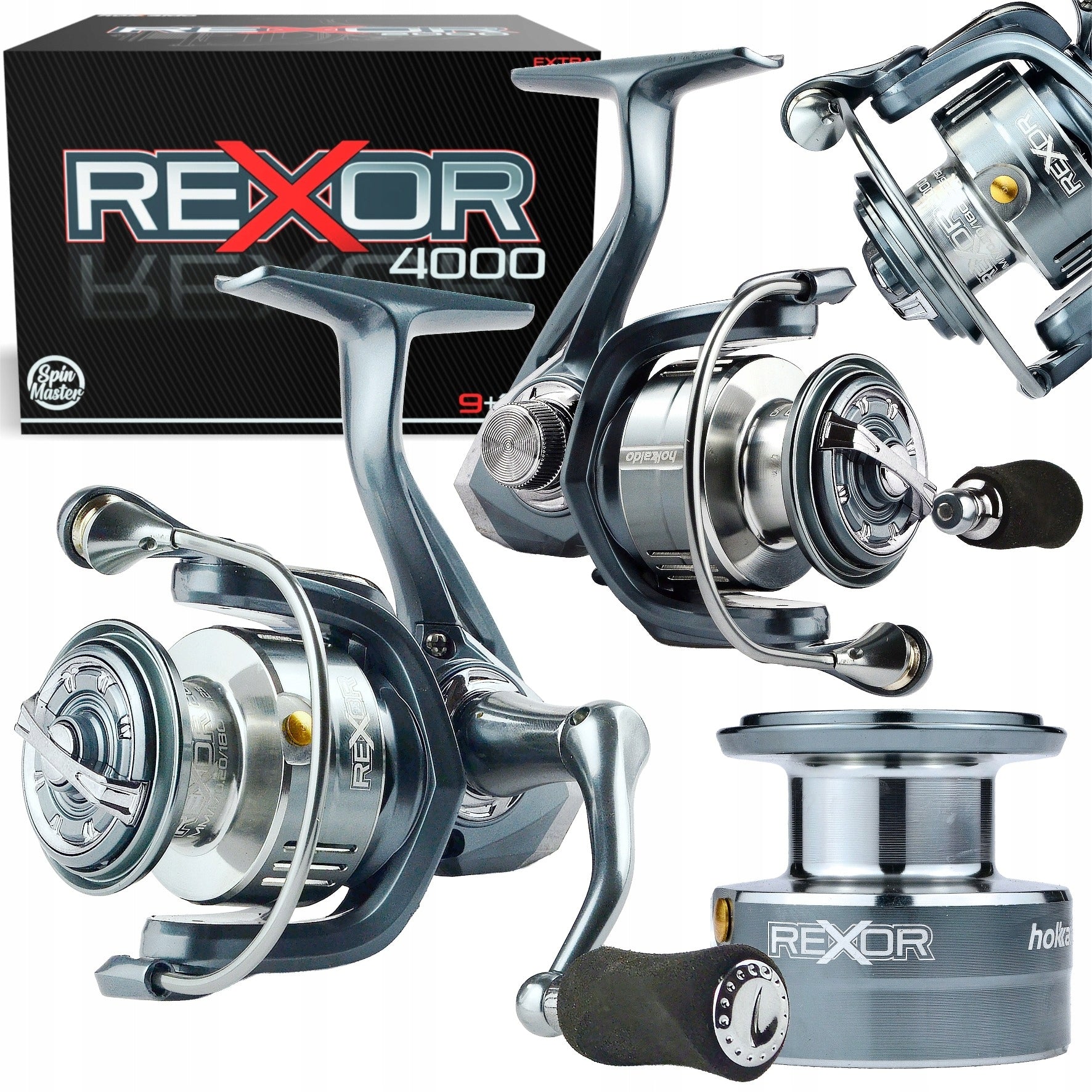 FISHING REEL HOKKAIDO REXOR 4000 - 9+1 BB TWO ALUMINUM SPOOLS !