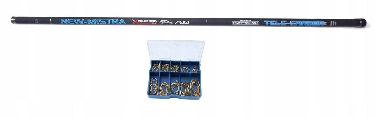 FISHING ROD BAT 7 m ACTION 40 g CARBON NEW-MISTRA + HOOK BOX