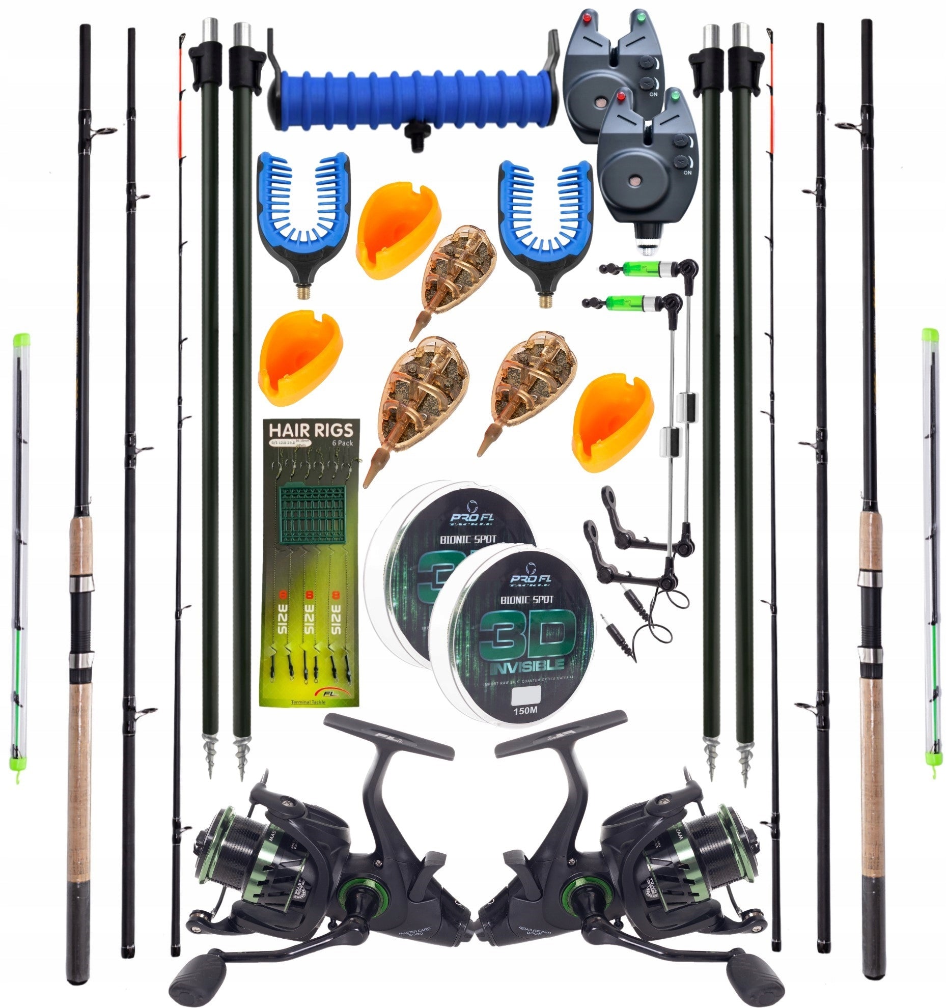 FISHING SET 2X FEEDER ROD + 2X MASTER FEEDER REEL + ACCESSORIES