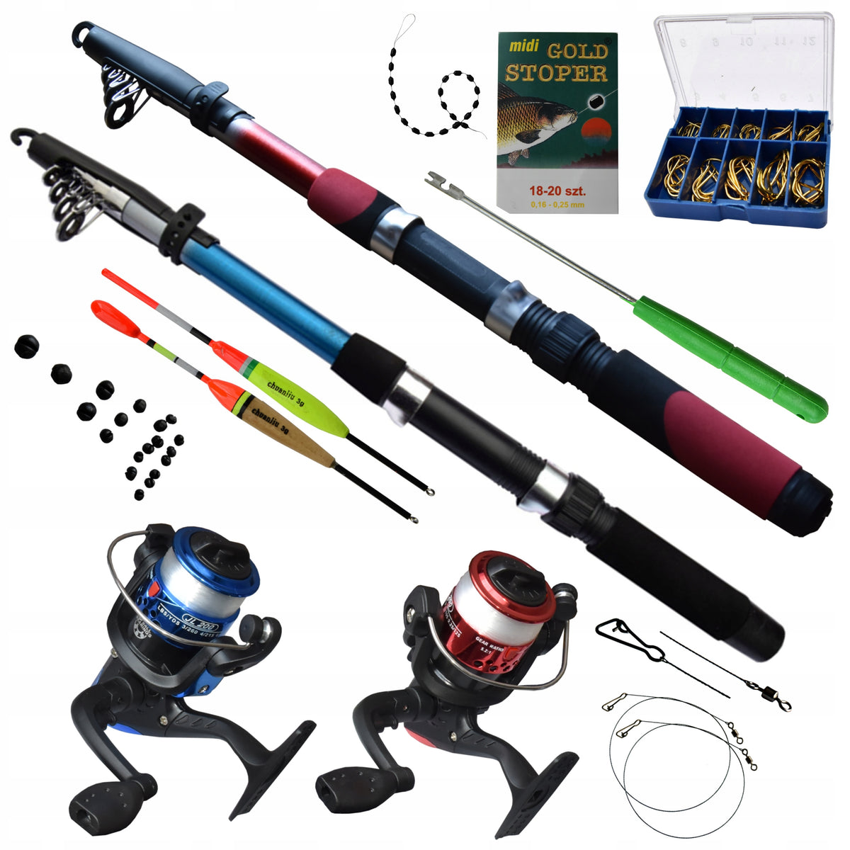 FISHING SET 2x Fishing Rod 2x Reel Accessories