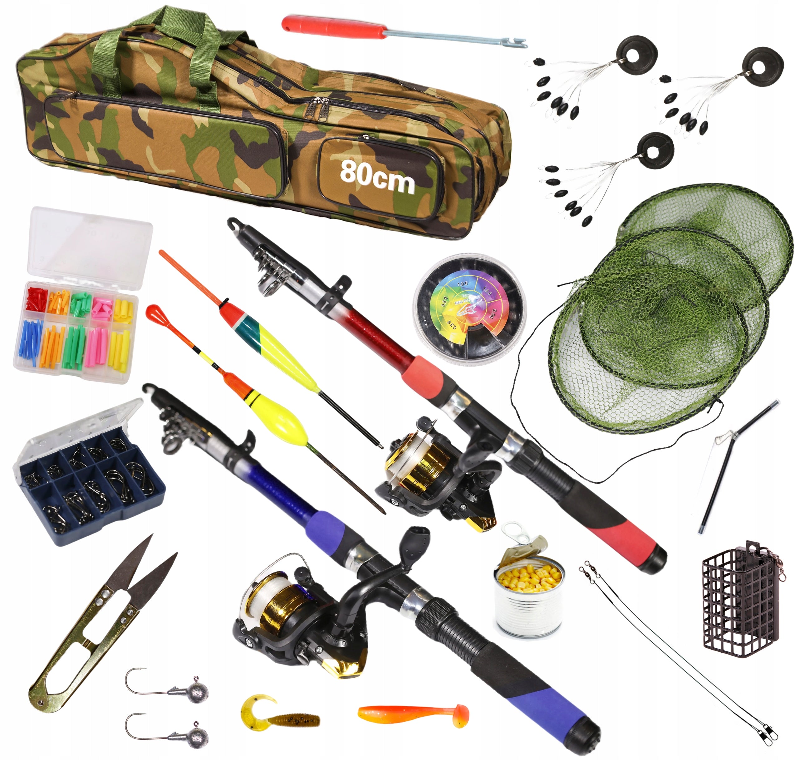 FISHING SET 2x Fishing rod 2x Reel, float, spinning - ZEST-W-01