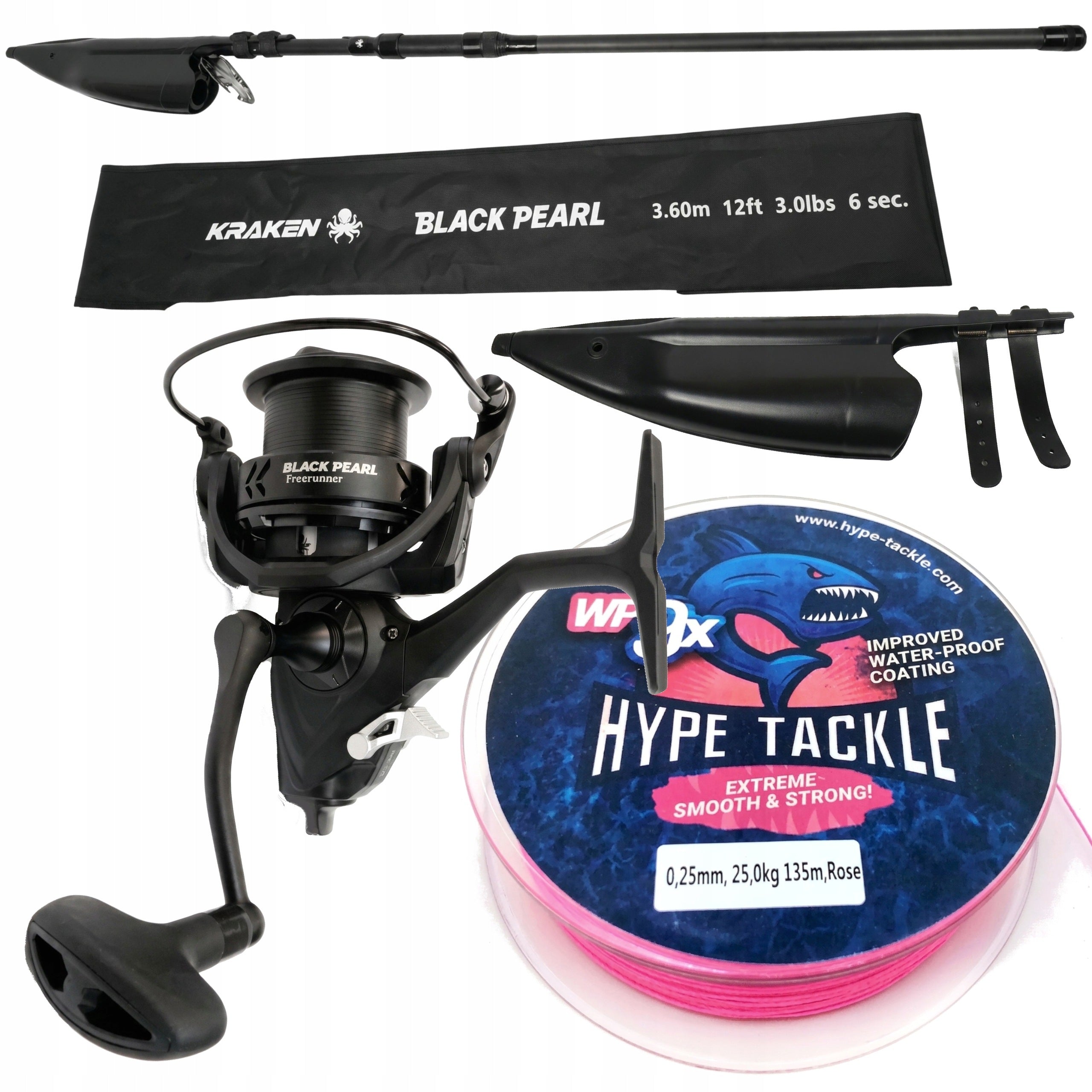 FISHING SET CARP FISHING ROD REEL KRAKEN 3.6M TELE CARP+PLECIONKA