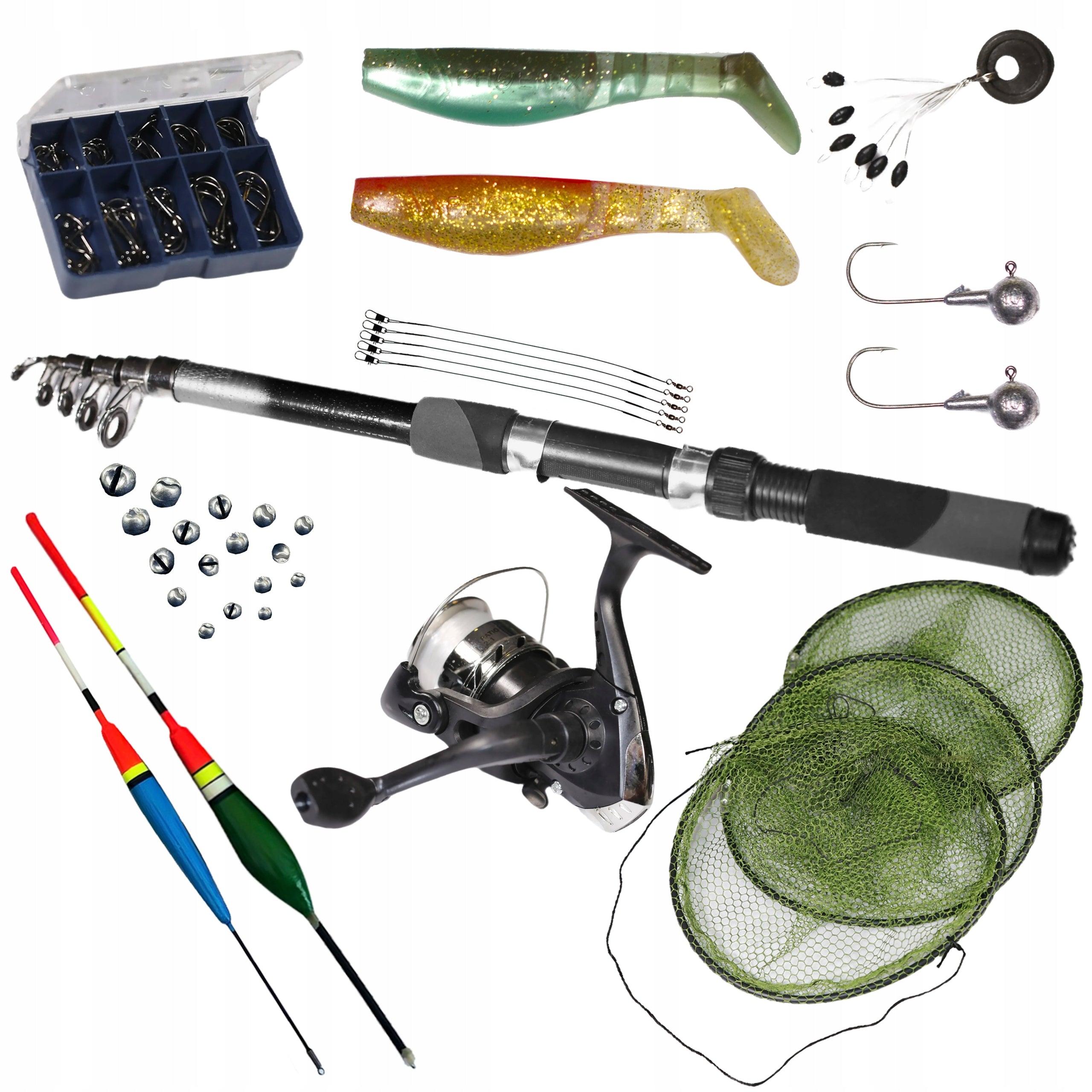 FISHING SET FLOAT, SPINNING 1x Fishing rod 2,4m + Reel - ZEST-W-21
