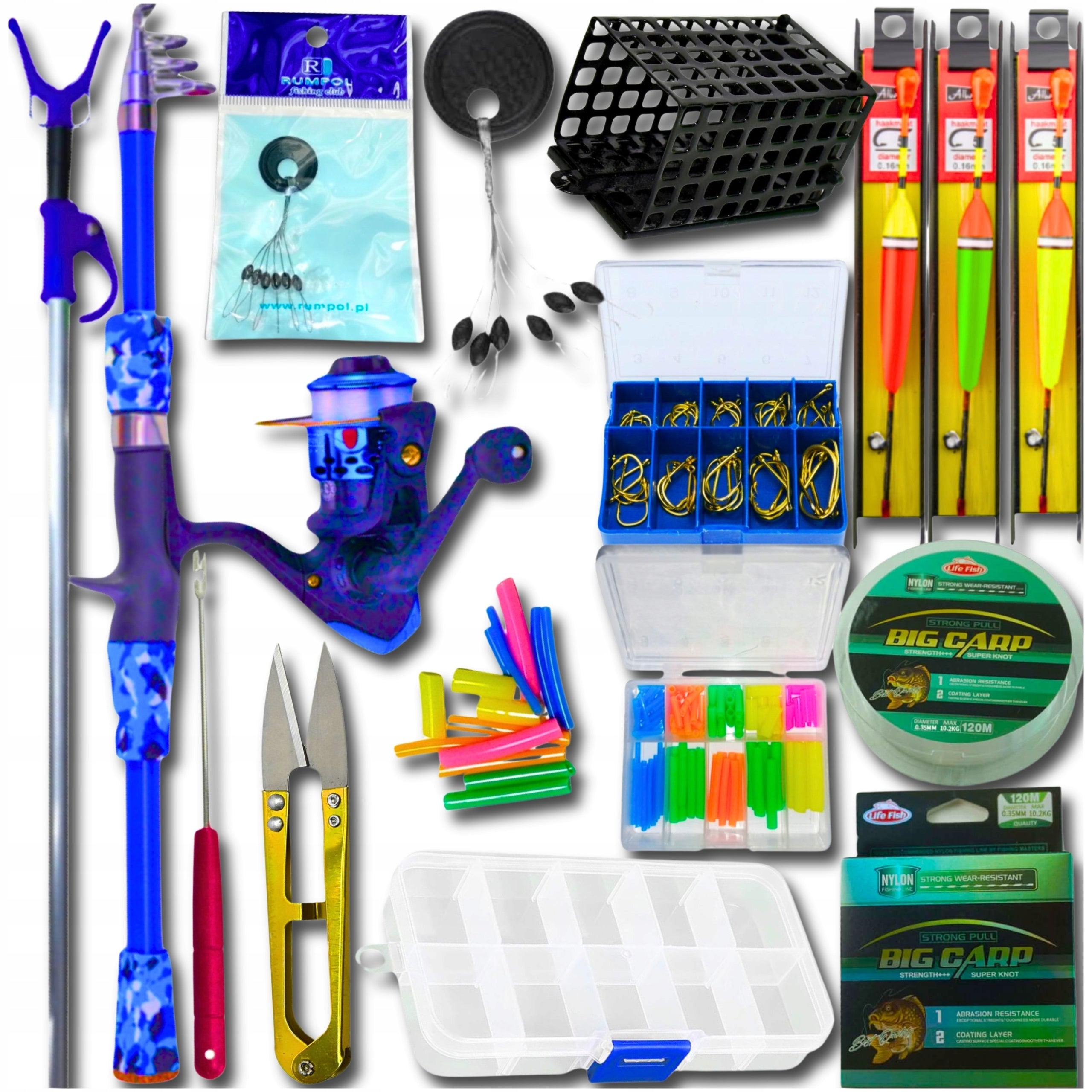 FISHING SET FOR CHILDREN BLUE FLOAT ROD FOR BEGINNERS