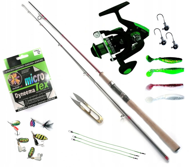 FISHING SET SPINNING 210 REEL PIKE ZANDER FREEBIES