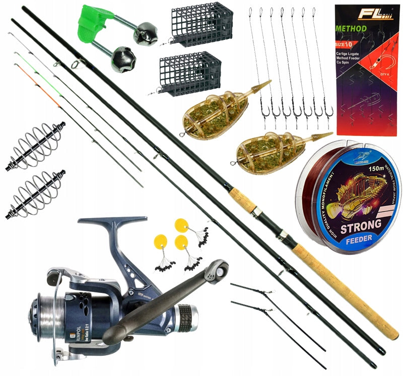 FISHING SET for ground FISHING ROD method FEEDER reel fishing line COMPLETE