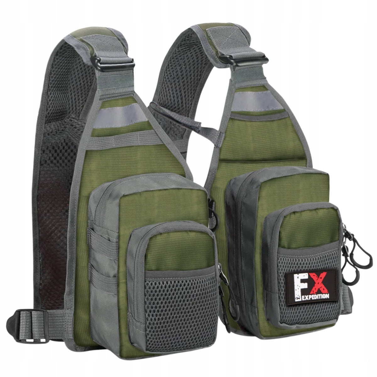 FISHING VEST WITH POCKETS GREEN ULTRA-LIGHT UNIVERSAL SIZE