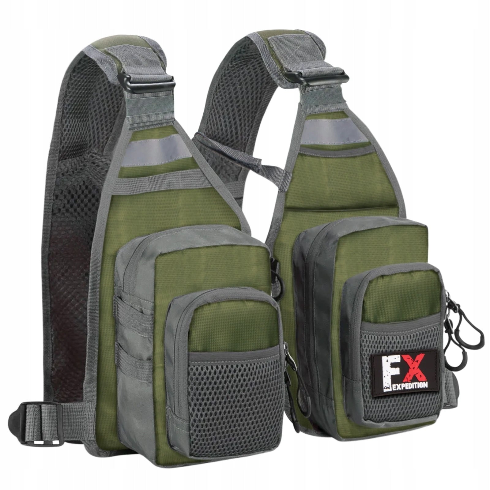 FISHING VEST WITH POCKETS GREEN ULTRA-LIGHT UNIVERSAL SIZE