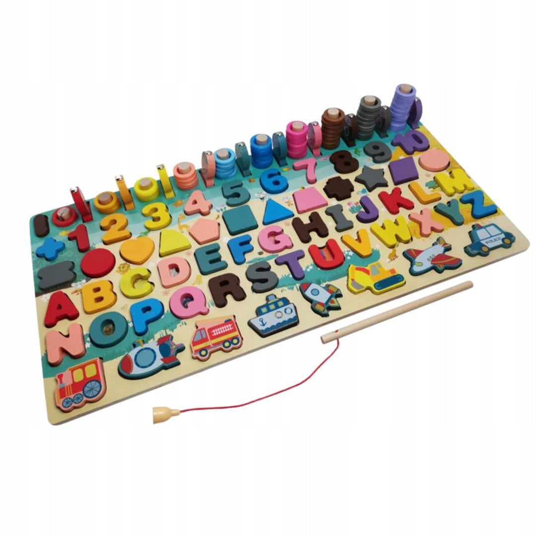 FISHING WOODEN PUZZLE 135 EL. LEARNING THE ALPHABET NUMBERS LETTERS 3+ Brand ProNice