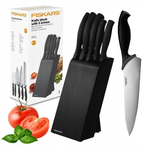 FISKARS CONTROL 1073023 Set of 5 kitchen knives in black block