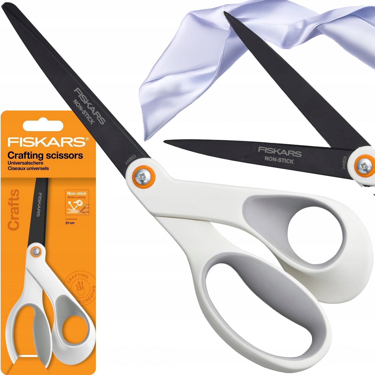 FISKARS SCISSORS SEWING SHEARS OFFICE MATERIAL SHARP NON-STICK 21cm