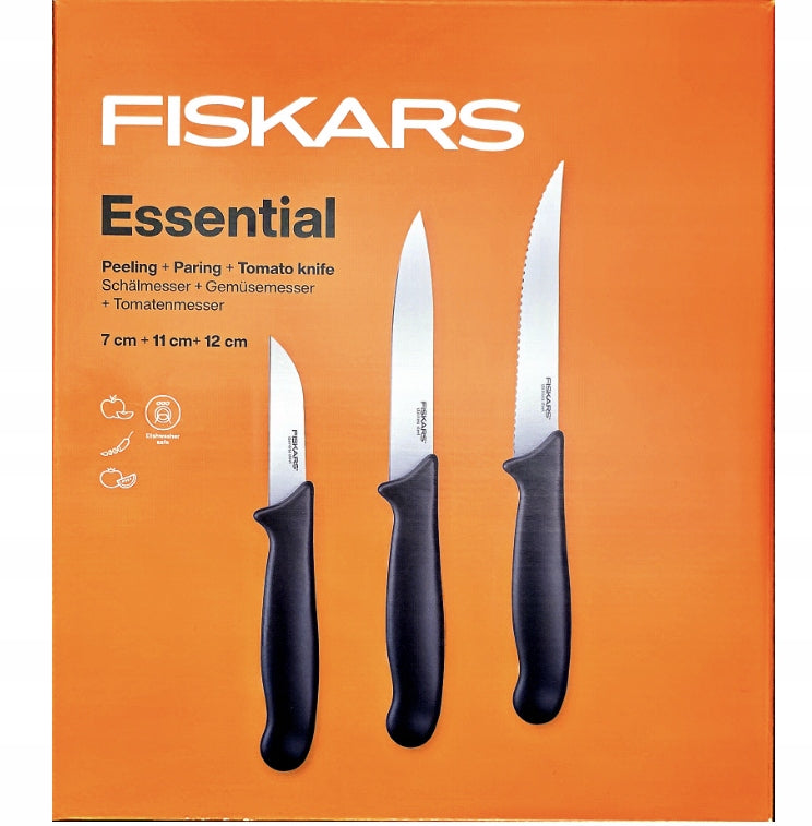 FISKARS SET OF 3 KITCHEN KNIVES SHARP 7cm + 11cm + 12cm