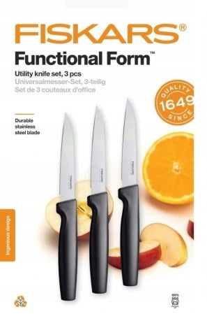 FISKARS SET OF 3 KNIVES PEELING VEGETABLES SHARP IN A BOX Manufacturer code 1057562