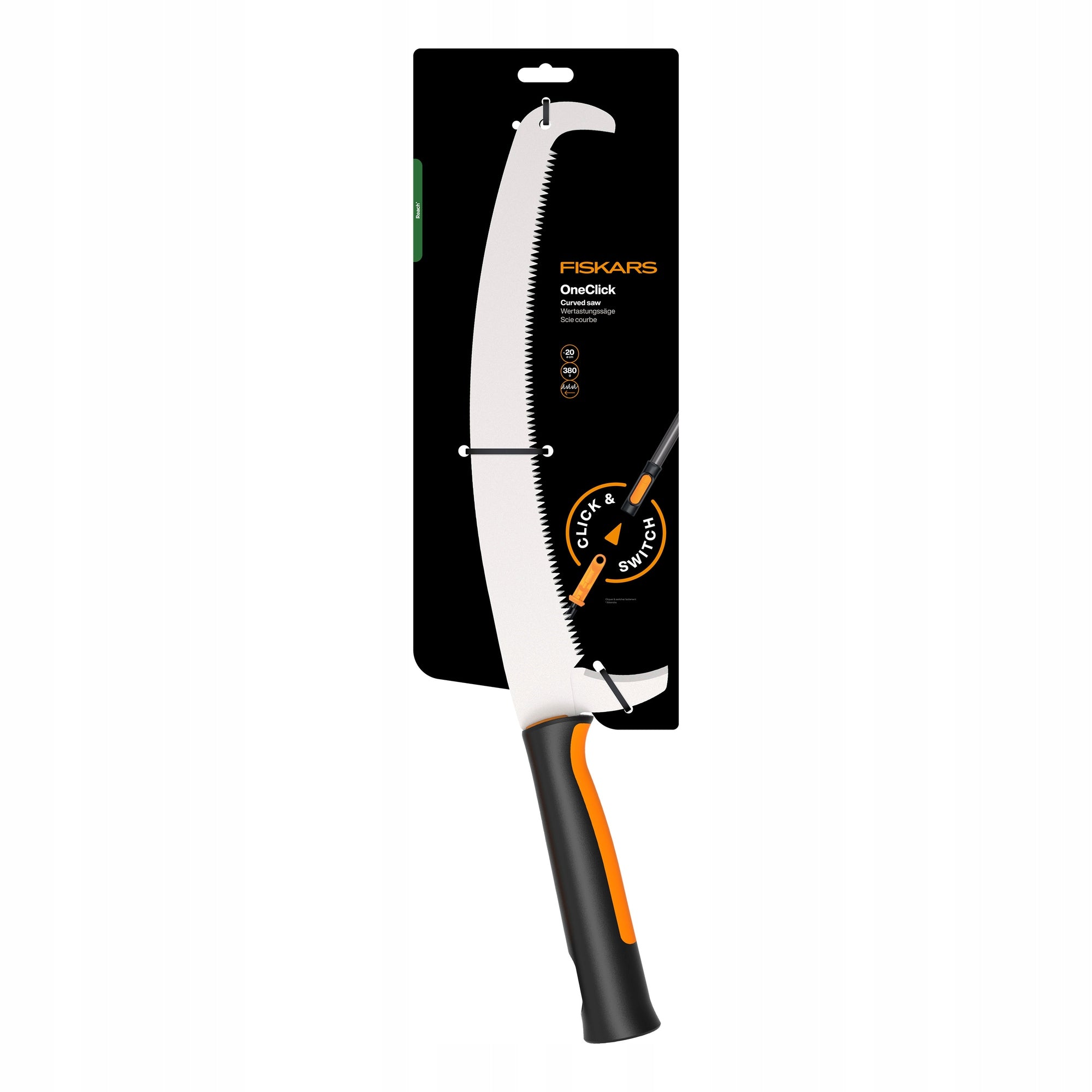 FISKARS Saw head with hook for cutting garden branches on OneClick pole Packaging status original