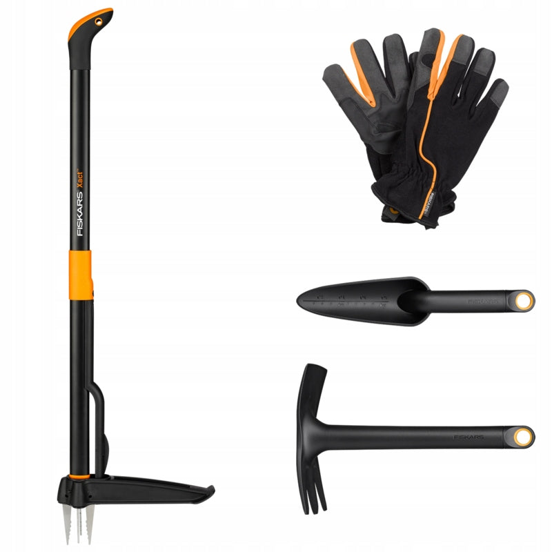 FISKARS Tools Set Weed Picker+ Spatula+ Hoe+ Gloves