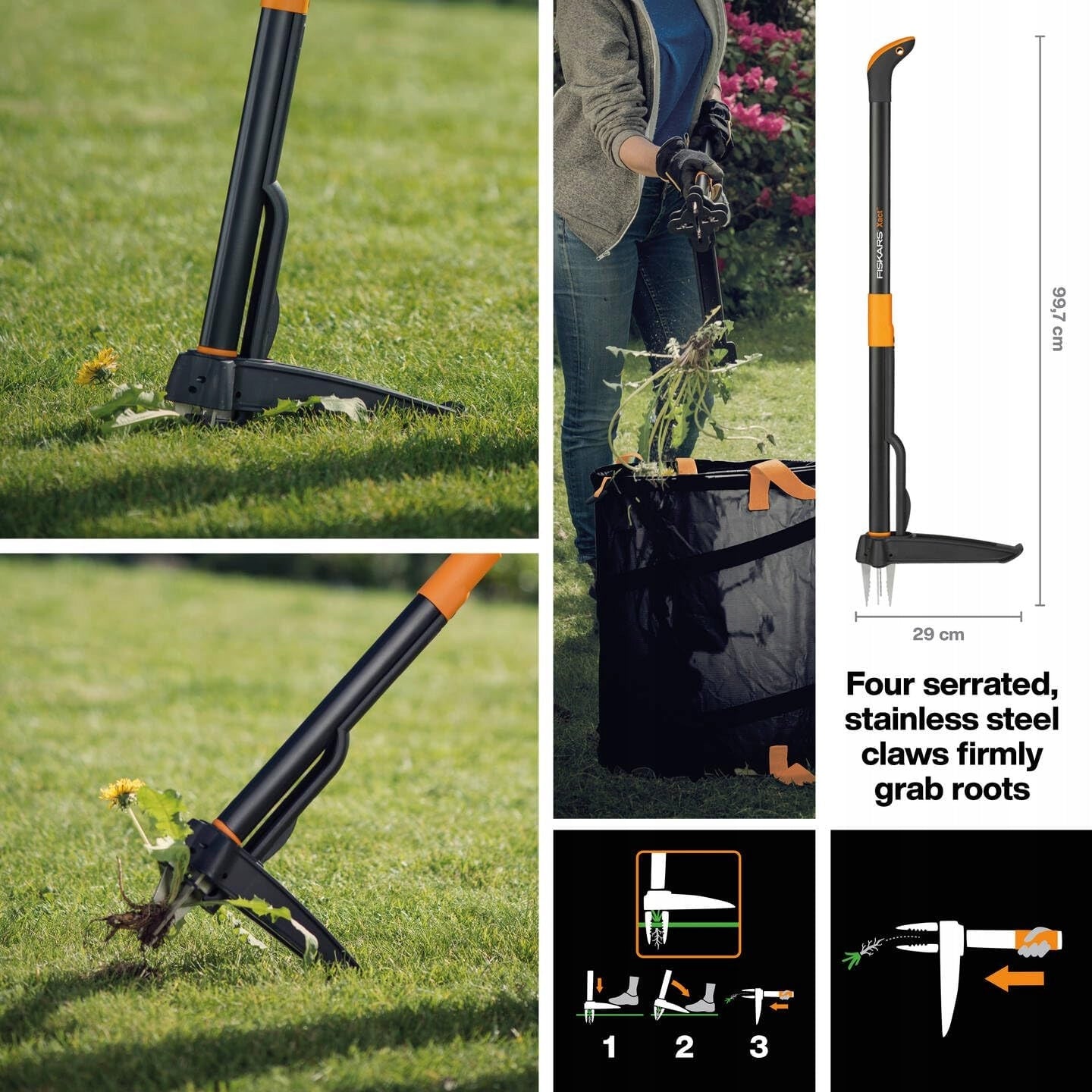 FISKARS XACT ERGONOMIC WEEDER - WEED PICKER EFFORTLESSLY Brand Fiskars