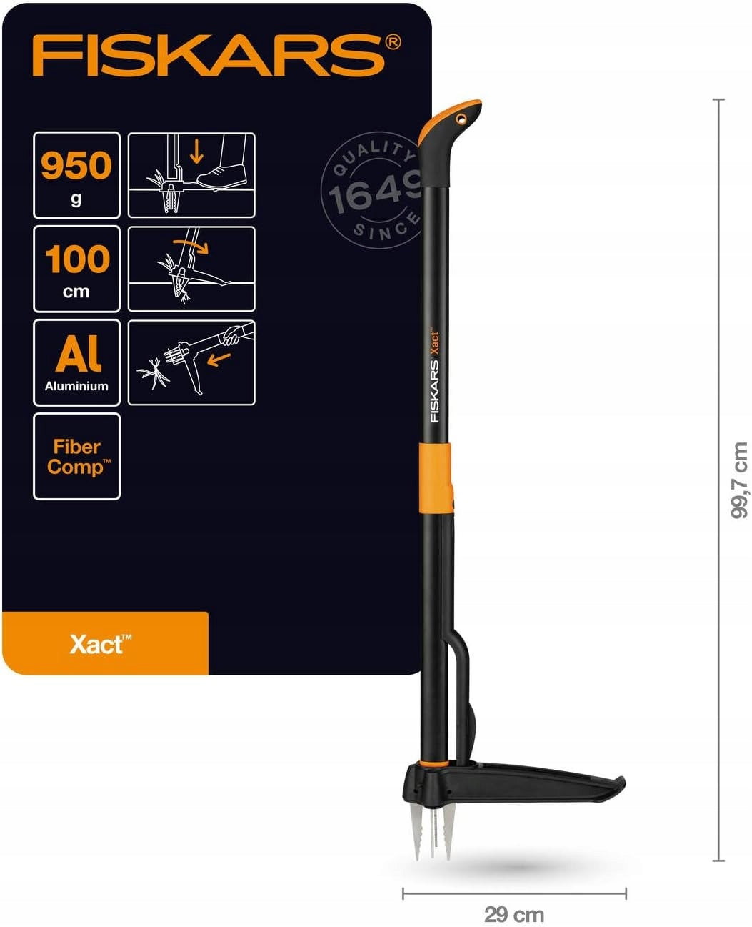 FISKARS XACT ERGONOMIC WEEDER - WEED PICKER EFFORTLESSLY Packaging status original