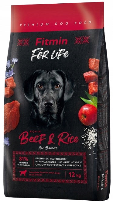 FITMIN DOG FOR LIFE Beef&Rice dry dog food BEEF RICE 12 kg
