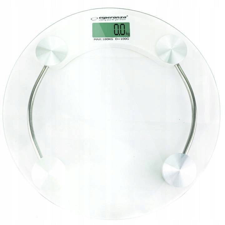 FITNESS BATHROOM SCALE HARDENED TO 180KG WITH LCD PERSON GLASS WHITE Brand Esperanza