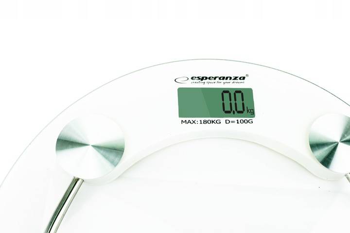 FITNESS BATHROOM SCALE HARDENED TO 180KG WITH LCD PERSON GLASS WHITE Kind electronic