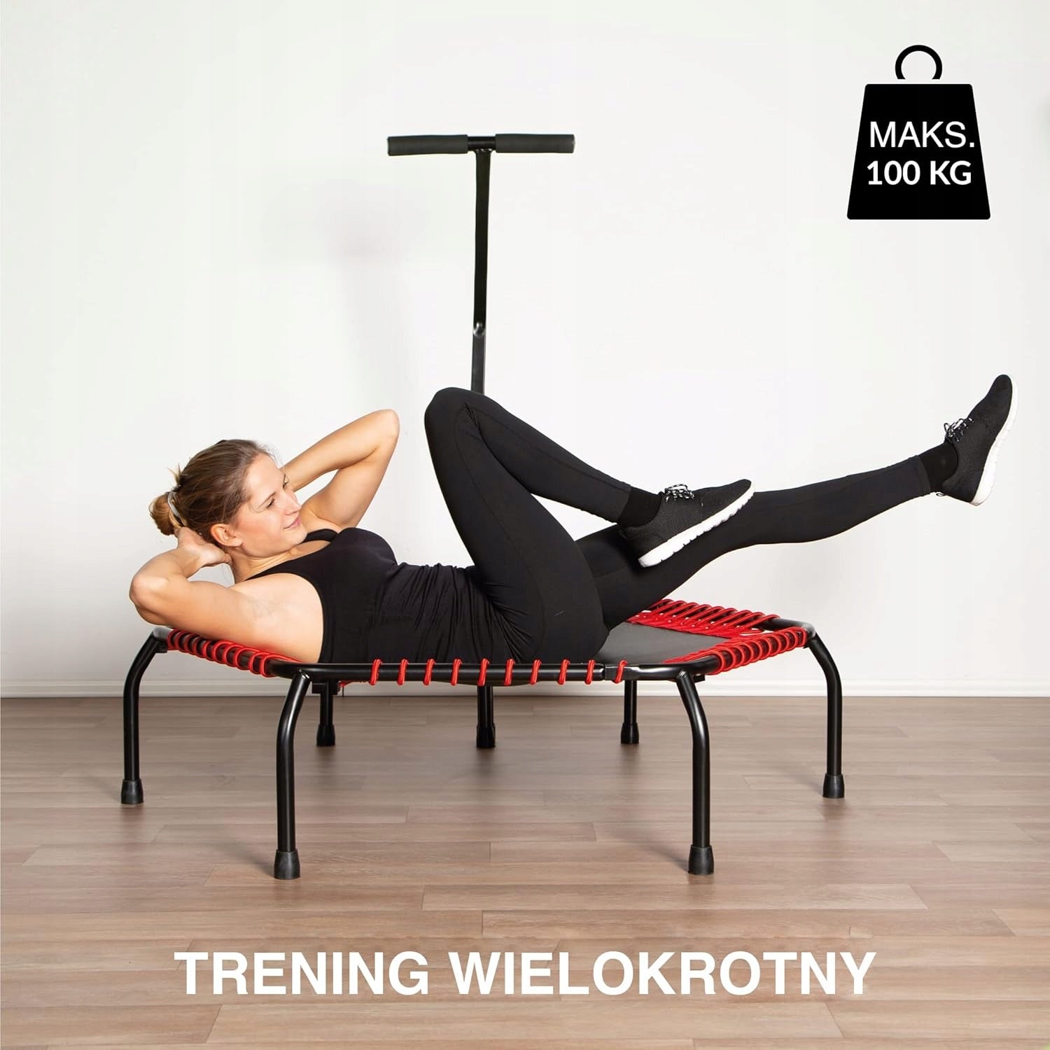 FITNESS TRAMPOLINE ULTRASPORT WITH HANDLE STRONG STABLE UP TO 100KG Mat diameter 135 cm
