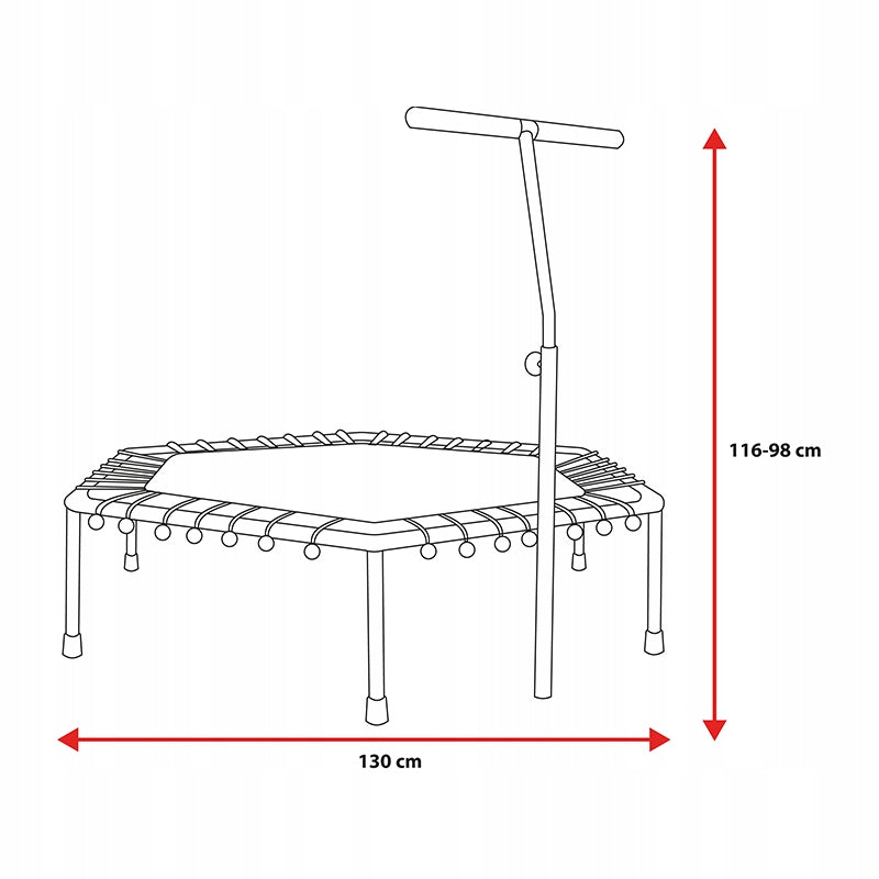 FITNESS TRAMPOLINE WITH HANDLE ADJUSTABLE NON-SLIP HOME 100KG 130 CM Manufacturer code 5905186107459