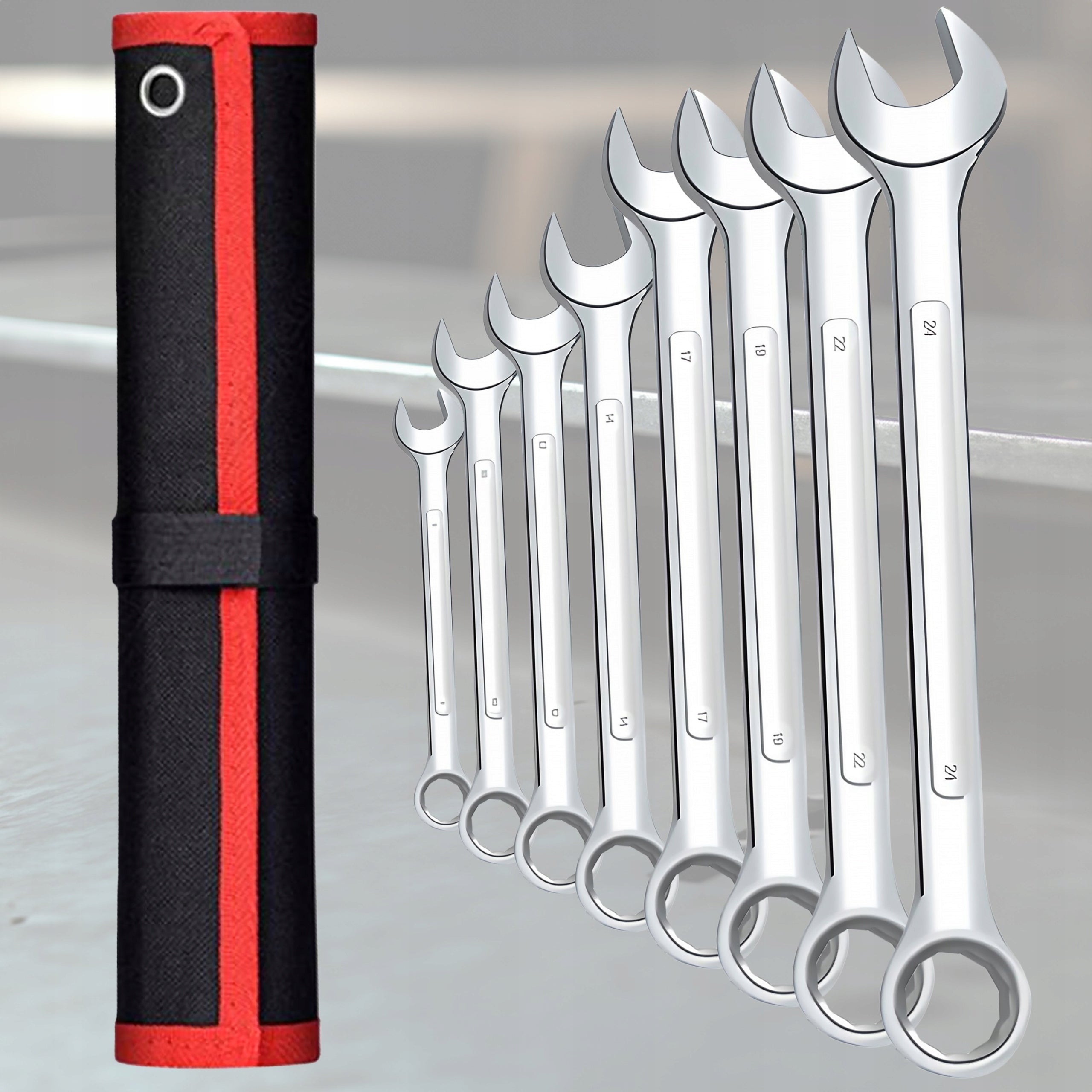 FLAT-EYE WRENCHES 8-24MM FLAT KEY SET 8 ELEMENTS + COVER Packaging status original