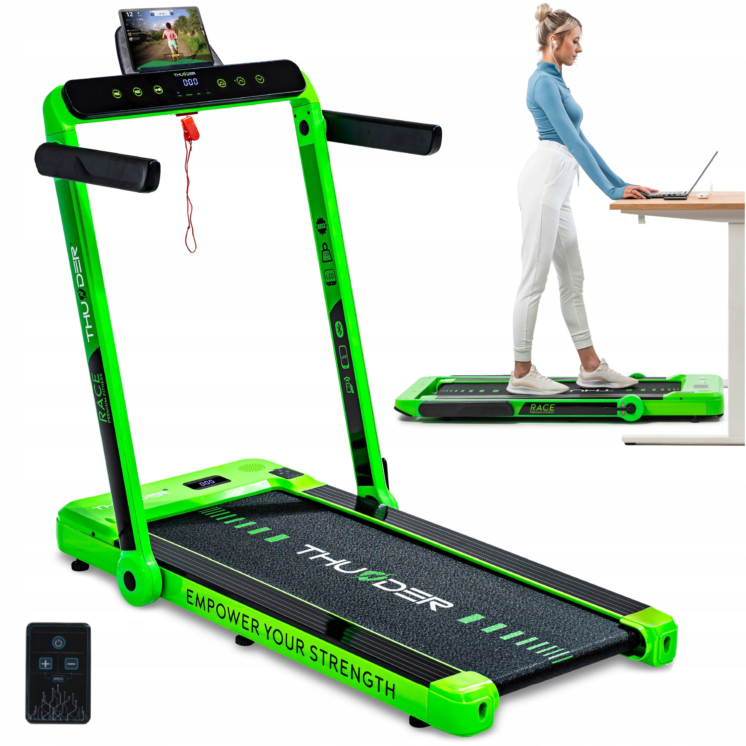 FLAT FOLDING ELECTRIC TREADMILL 14 KM/H FITSHOW RACE THUNDER