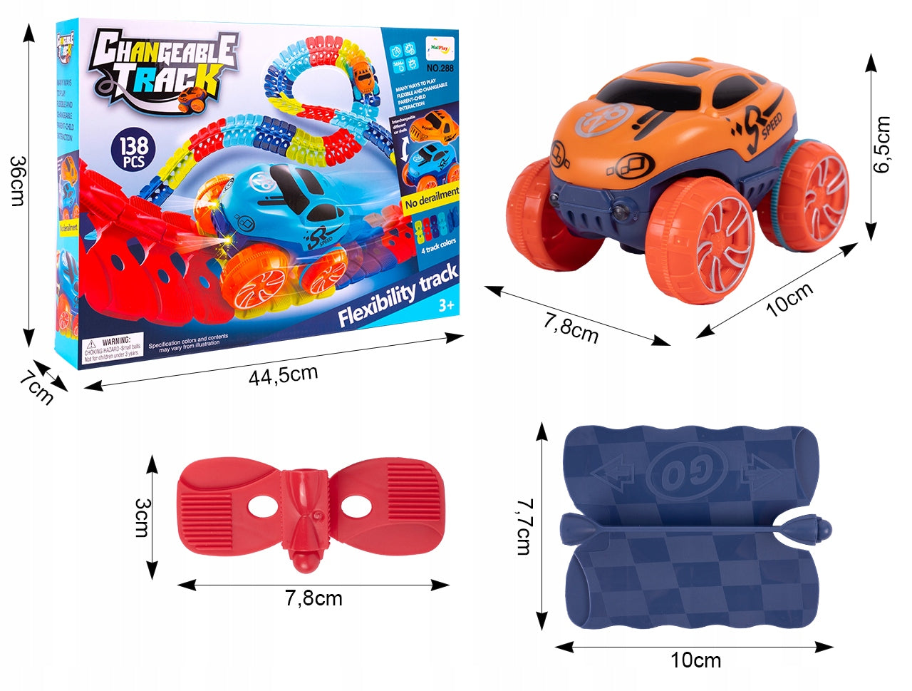FLEXIBLE BENDABLE CAR RACE TRACK 138 ELEMENTS FOR CHILDREN Packaging status original