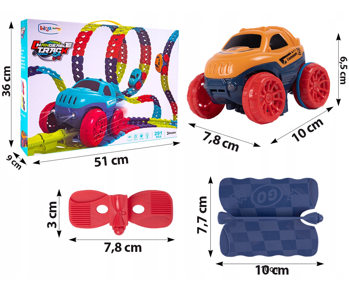 FLEXIBLE CAR TRACK ANTI-GRAVITY QUEUE 500 CM + LED CAR Kid's age 3＋ years