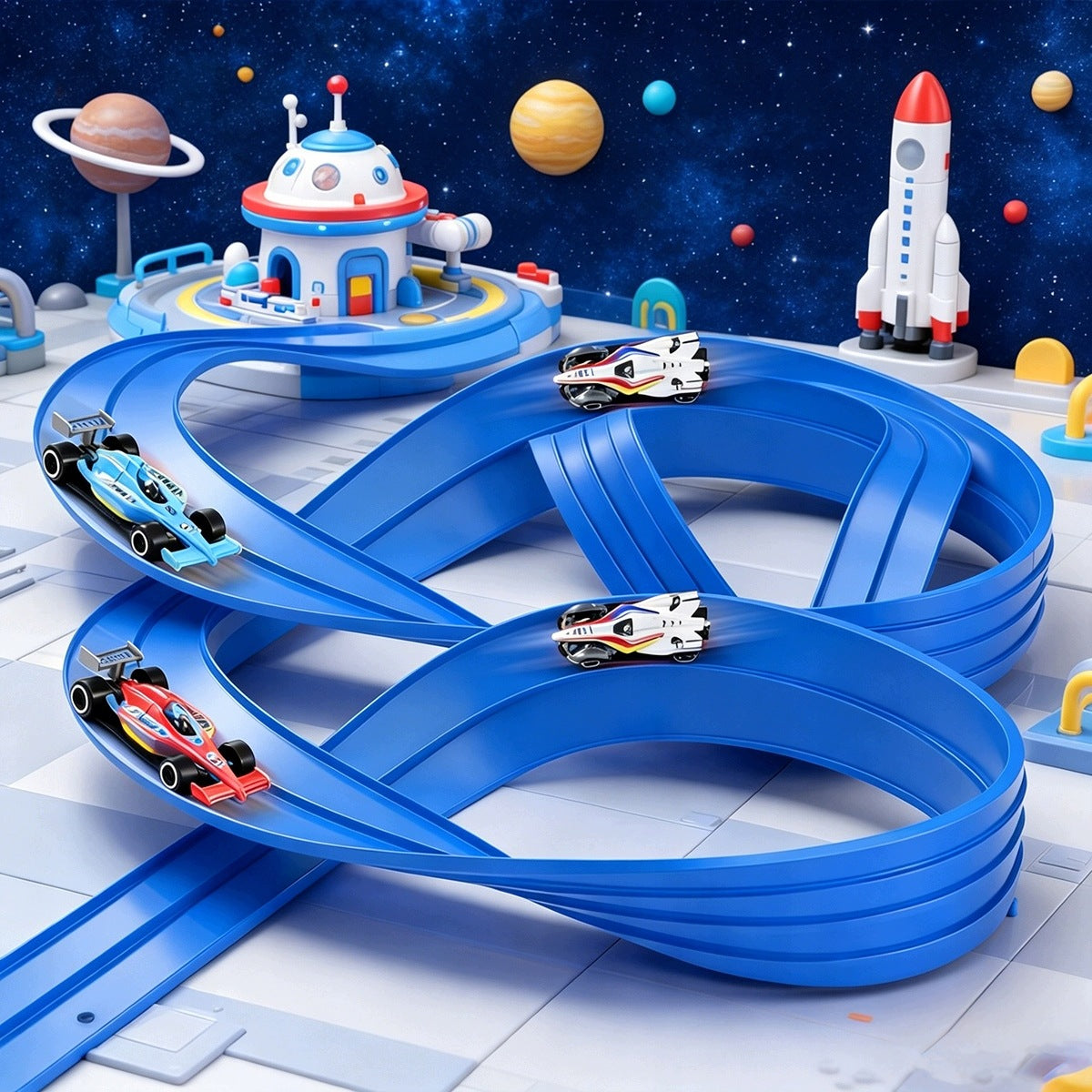 FLEXIBLE RACE TRACK LARGE 3.9M SET CARS RAMP +4 CARS Brand no brand
