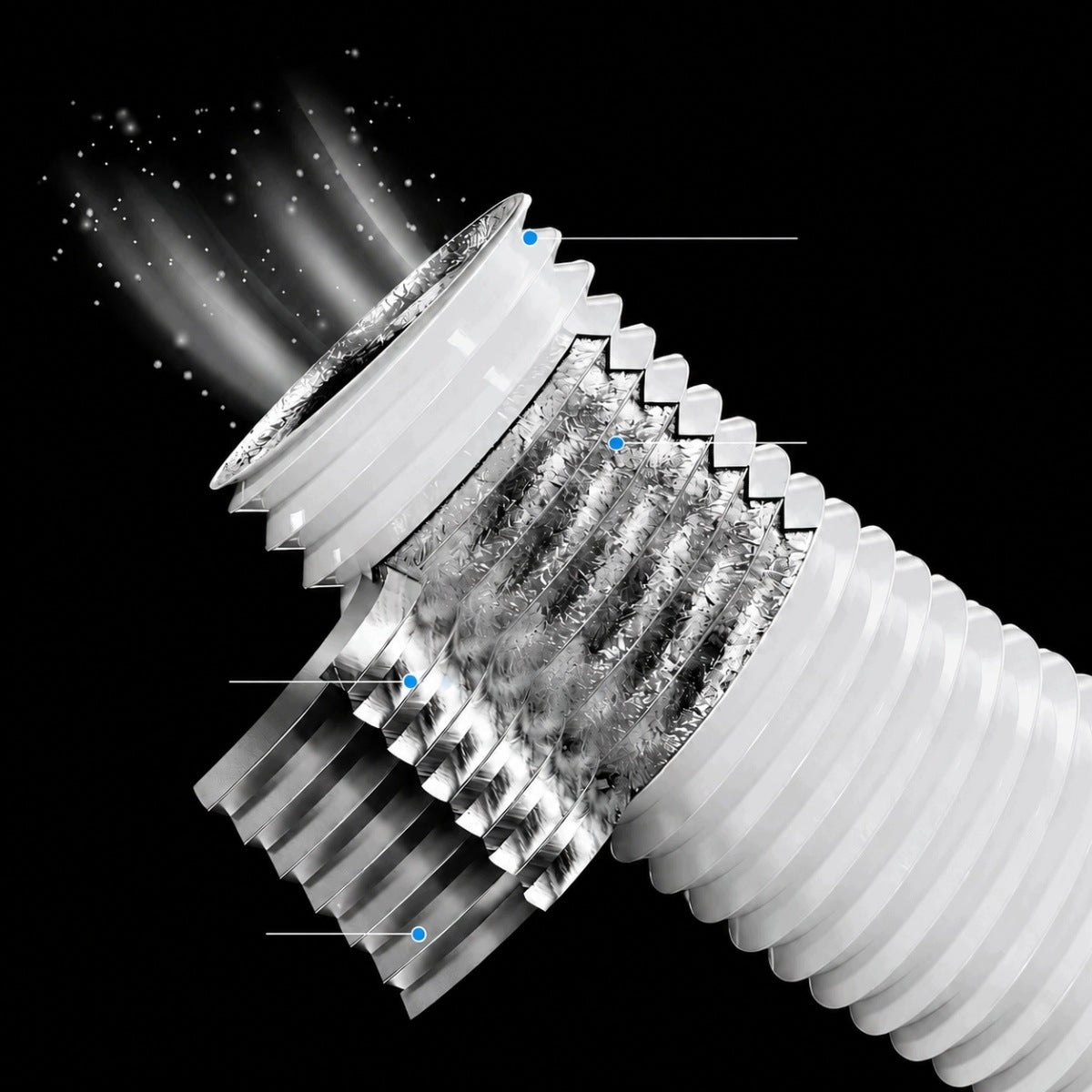 FLEXIBLE VENTILATION DUCT 155MM 5M FOR VENTILATION SYSTEMS Diameter 155 mm