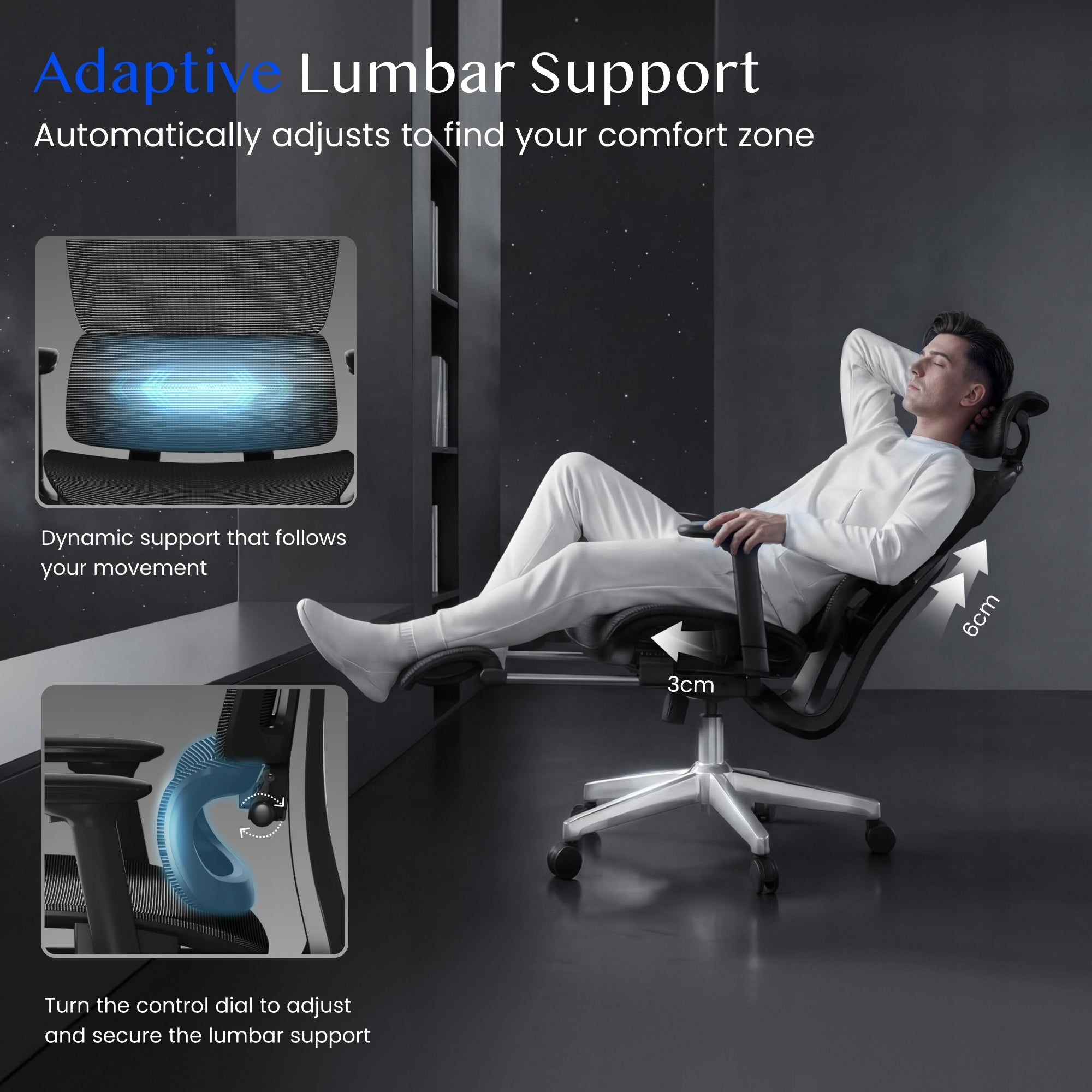 FLEXISPOT Ergox Fotel Biurowy Regulacja 5D Adaptacyjne Lędźwie Siatka 135° Manufacturer code 840460407120