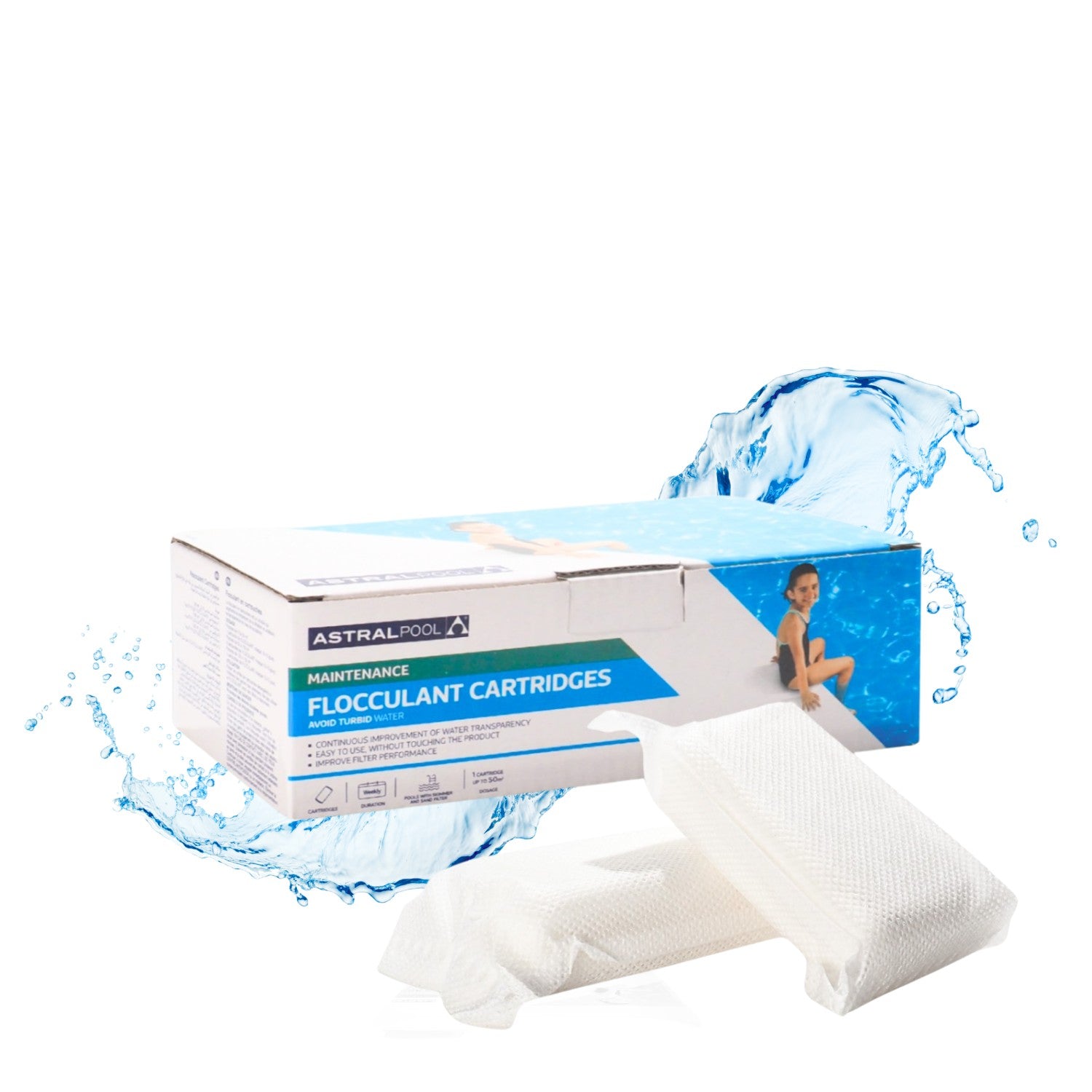 FLOCKING AGENT FLOCCULANT COAGULANT FOR SWIMMING POOL IN CARTRIDGES 8 PCS