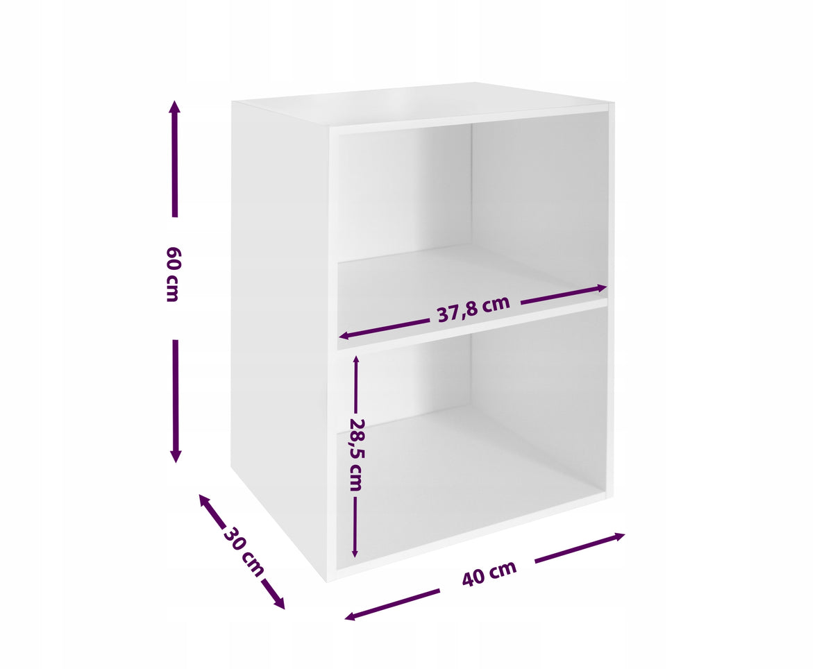 FLOOR BOOKCASE 1x2 BOOKSHELF PLATES WHITE UNIVERSAL 60x30x40 CM Manufacturer code 20413