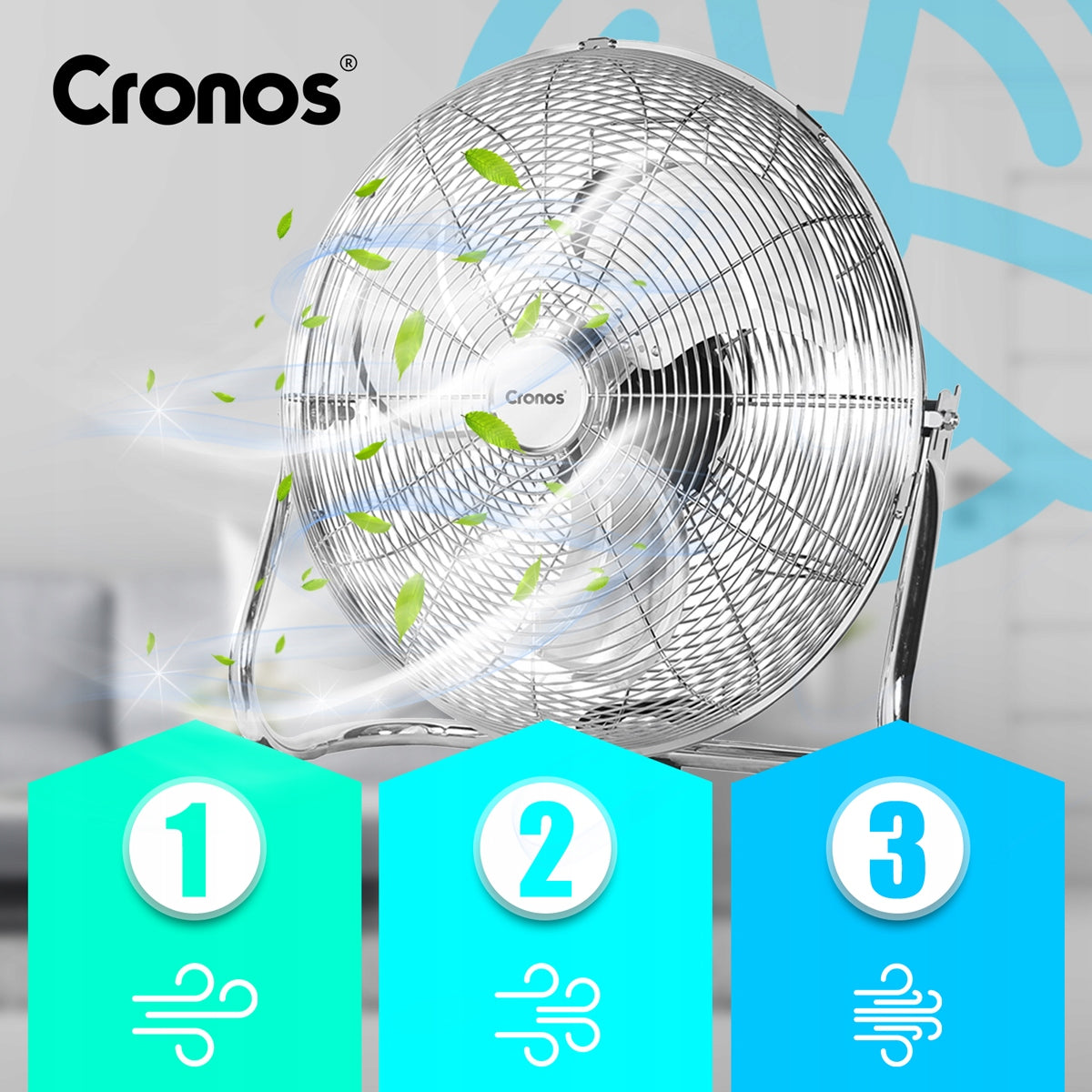 FLOOR FAN POWERFUL 120W LARGE FAN 45CM AIR CIRCULATOR Brand Cronos