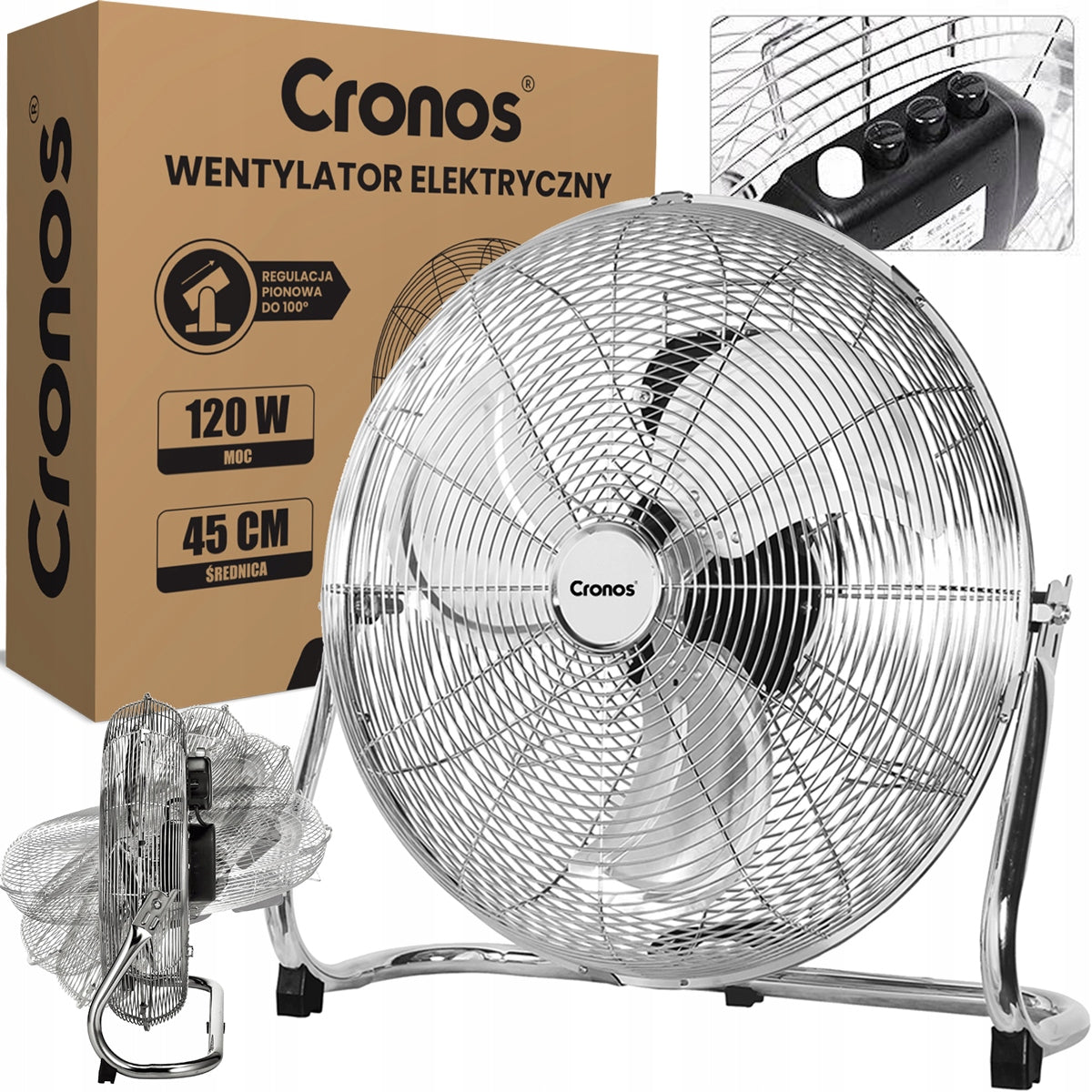 FLOOR FAN POWERFUL 120W LARGE FAN 45CM AIR CIRCULATOR