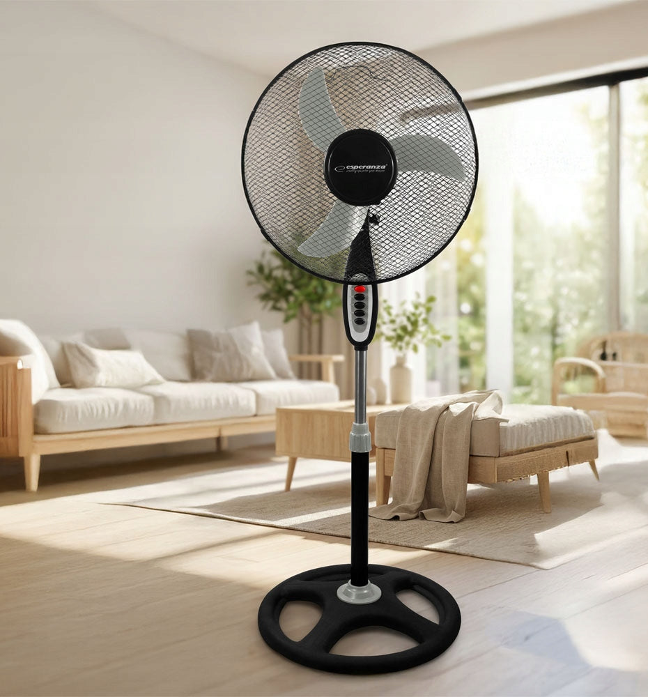 FLOOR FAN STANDING FAN DIAMETER 45CM STRONG 50W STABLE FOOT Functions oscillation automatic oscillation tilt angle adjustment height adjustment