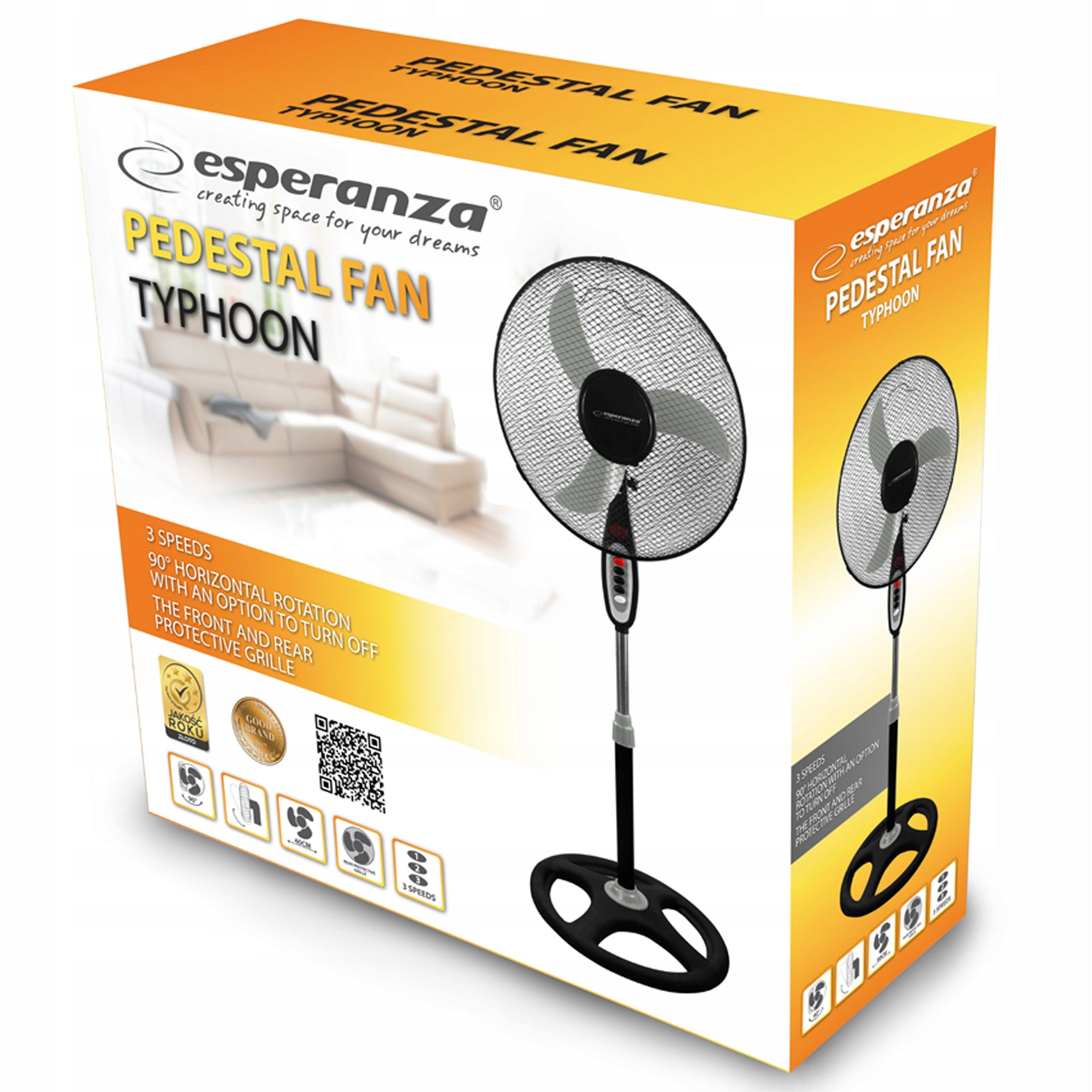 FLOOR FAN STANDING FAN DIAMETER 45CM STRONG 50W STABLE FOOT Model Typhoon