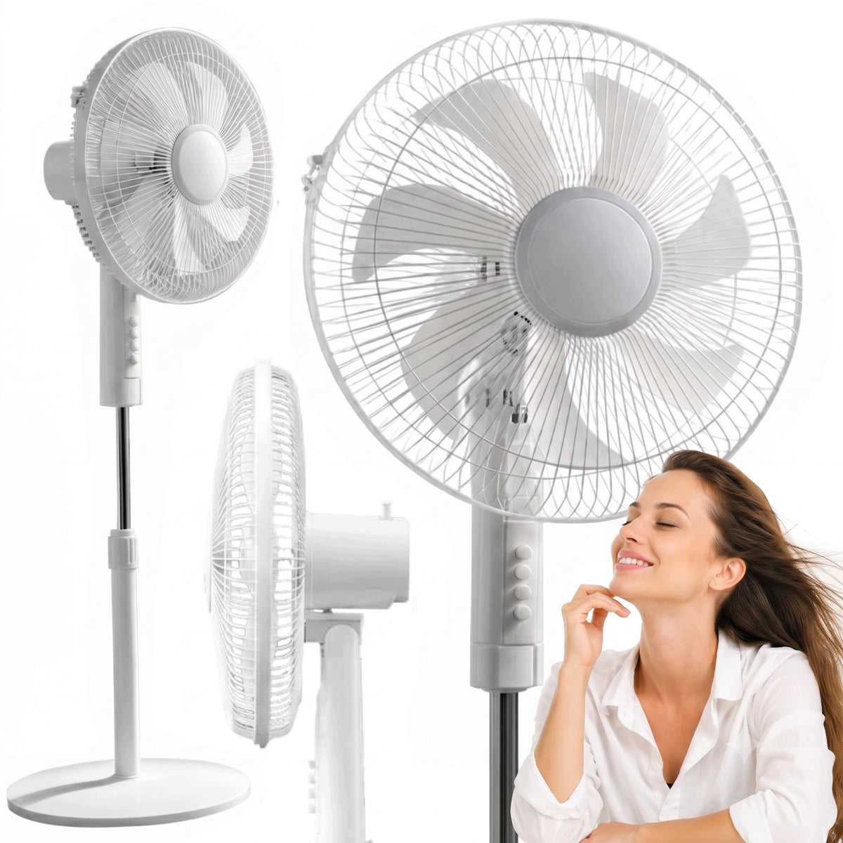FLOOR FAN STANDING FAN QUIET STRONG LARGE 7 BLADES 3 GEARS