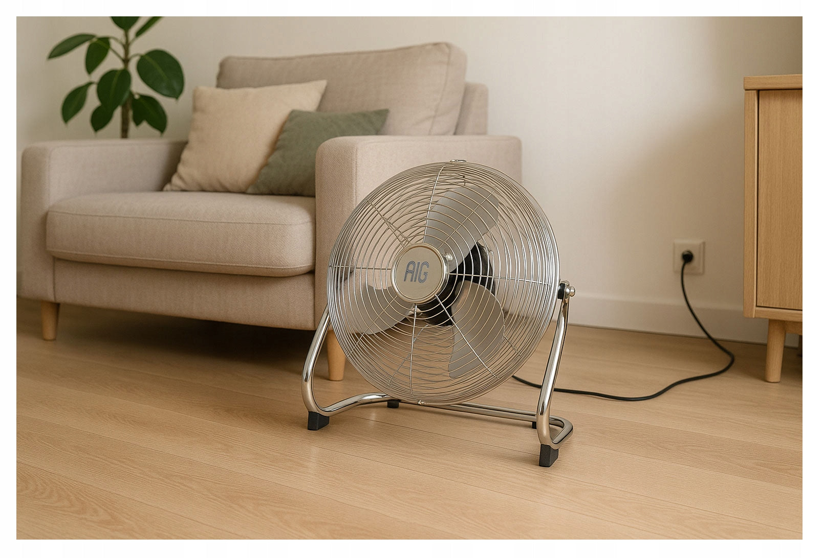 FLOOR FAN STRONG FAN INDUSTRIAL CIRCULATOR CHROME PLATED STEEL Packaging status original