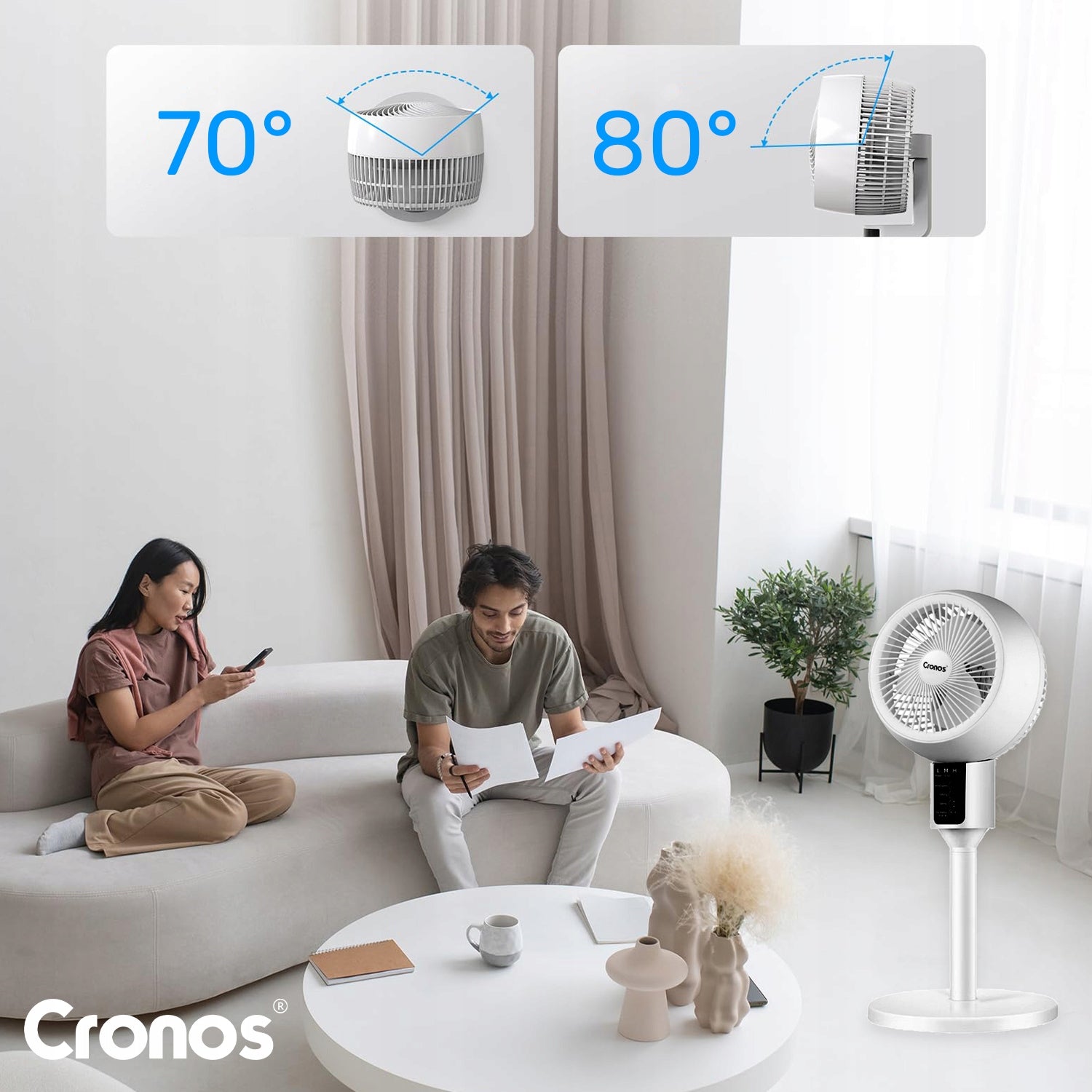 FLOOR STANDING FAN QUIET 3 MODES 45W 3D HEAD + REMOTE CONTROL Power supply mains
