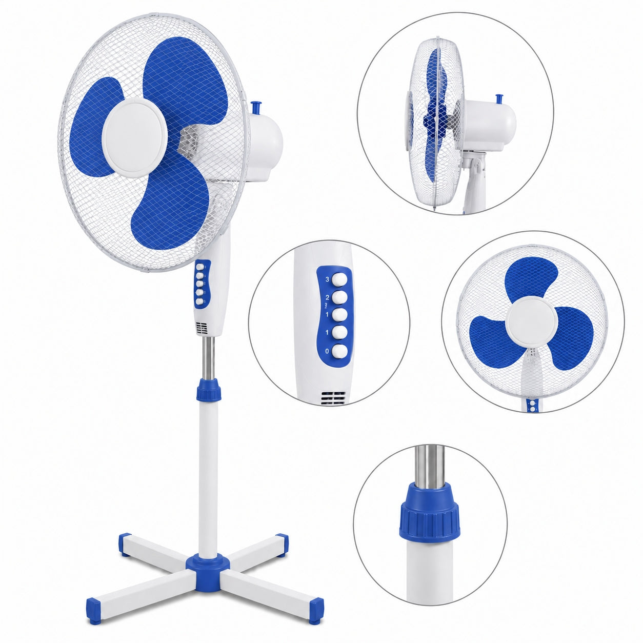FLOOR STANDING FAN ROTARY POWERFUL FAN ADJUSTABLE QUIET