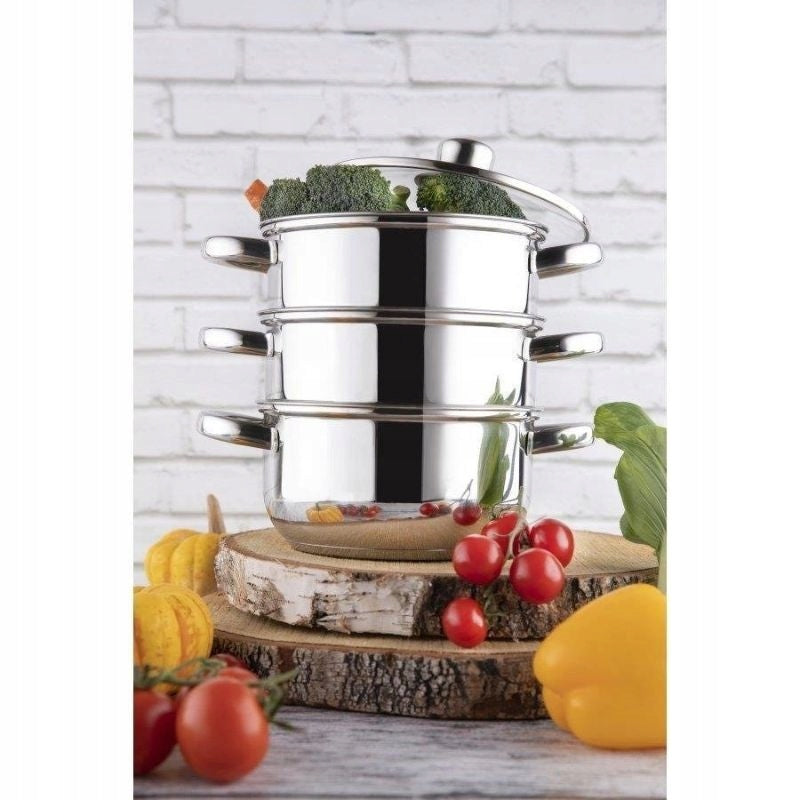 FLORINA Stainless steel pot Divapore for steaming 18 cm 4-piece Brand Florina
