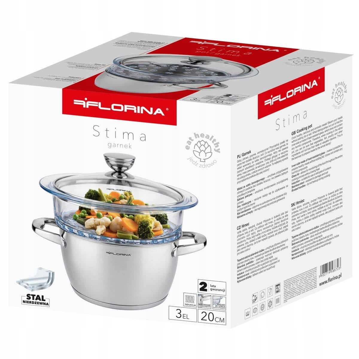 FLORINA Steaming pot STIMA 20 cm/ 3 el Capacity 2.5 l