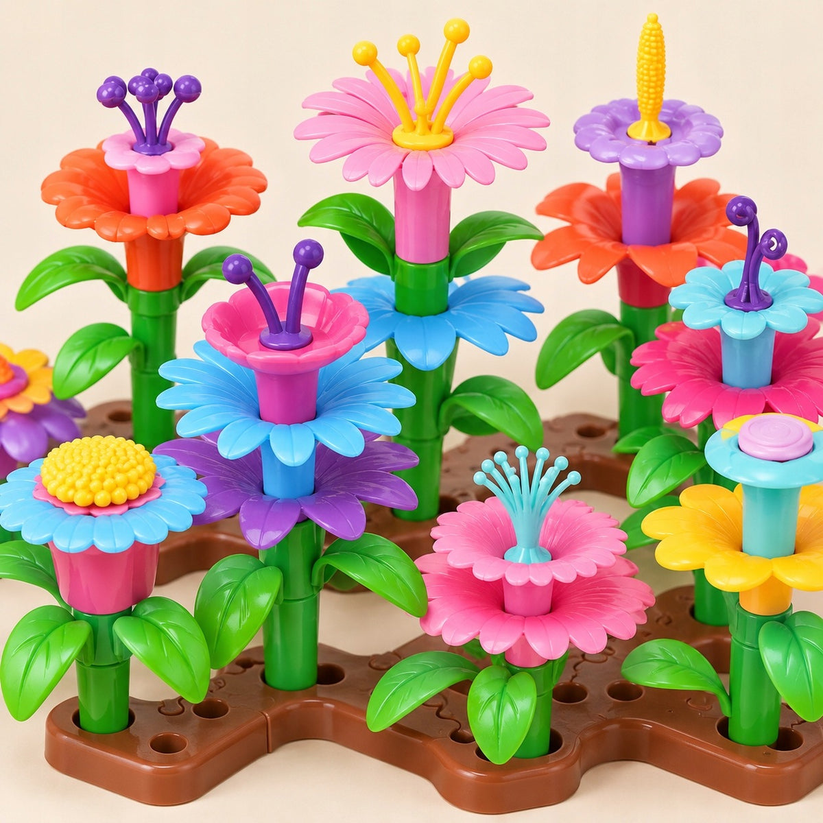 FLOWER BLOCKS GARDEN 222 EL CONSTRUCTION PUZZLE FLOWERS 3+ Brand Pegaz