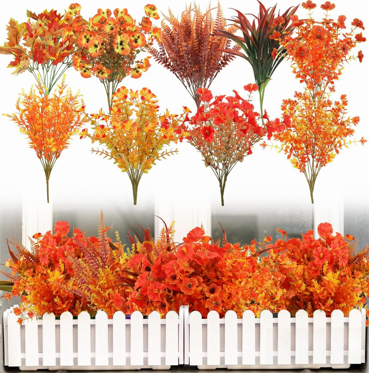 FLOWERS ARTIFICIAL SET OF 20 PIECES PLASTIC LEAVES EUCALYPTUS ORNAMENT HOUSE