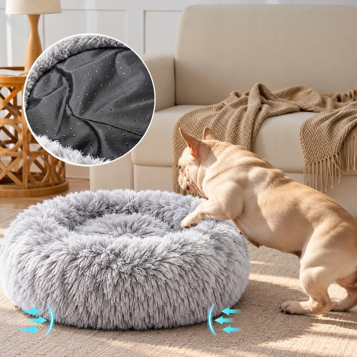 FLUFFY DOG AND CAT BED – SOFT, ROUND AND COZY Packaging status original
