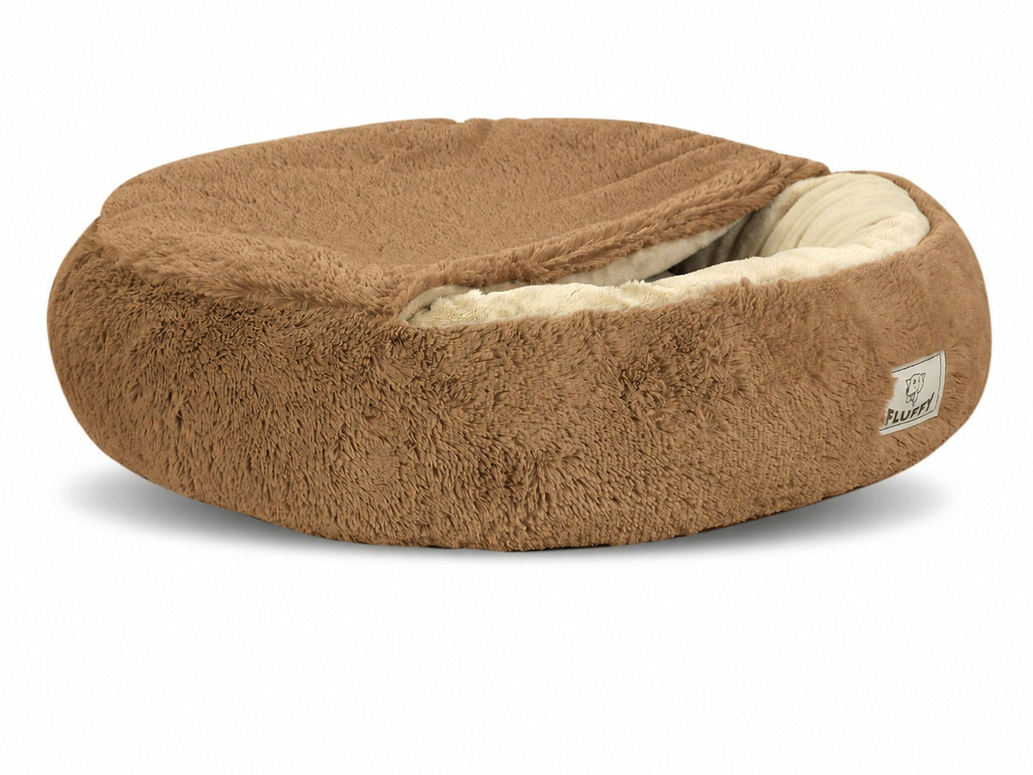 FLUFFY dog bed 50 cm brown cloud with visor Length 50 cm